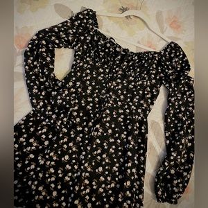 Black Floral Midi Dress